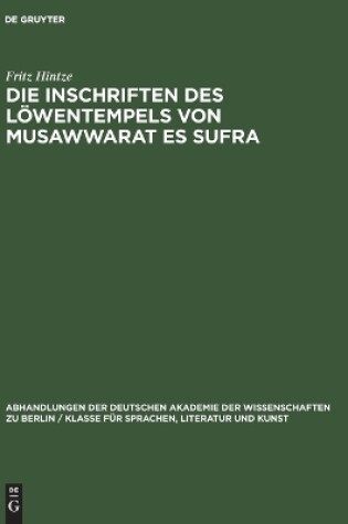 Cover of Die Inschriften Des L�wentempels Von Musawwarat Es Sufra