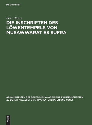 Book cover for Die Inschriften Des L�wentempels Von Musawwarat Es Sufra