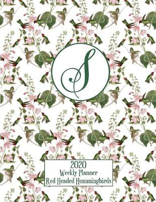 Book cover for 2020 Weekly Planner - Red Headed Hummingbirds - Personalized Letter S - 14 Month Large Print