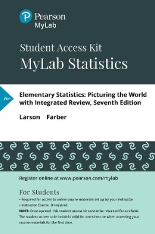 Cover of MyLab Statistics with Pearson eText -- 24 Month Standalone Access Card -- for Elementary Statistics