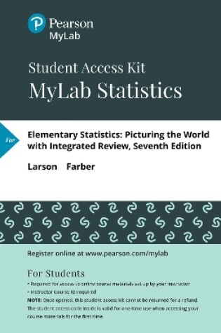 Cover of MyLab Statistics with Pearson eText -- 24 Month Standalone Access Card -- for Elementary Statistics