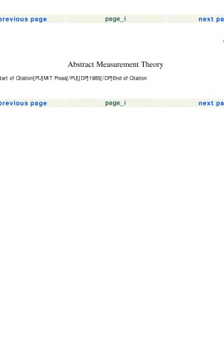 Cover of Abstract Measurement Theory