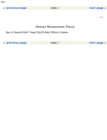 Book cover for Abstract Measurement Theory