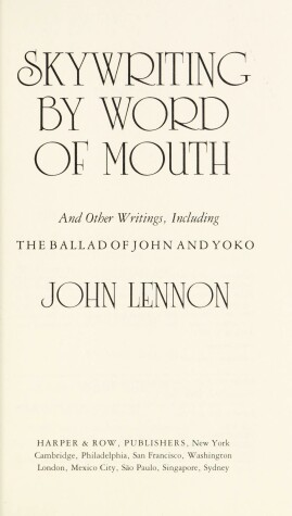 Book cover for Skywriting by Word of Mouth, and Other Writings, Including the Ballad of John and Yoko