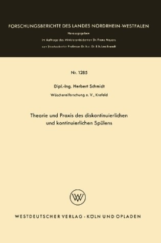 Cover of Theorie und Praxis des diskontinuierlichen und kontinuierlichen Sp�lens