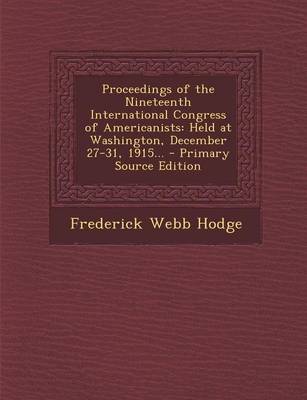 Book cover for Proceedings of the Nineteenth International Congress of Americanists