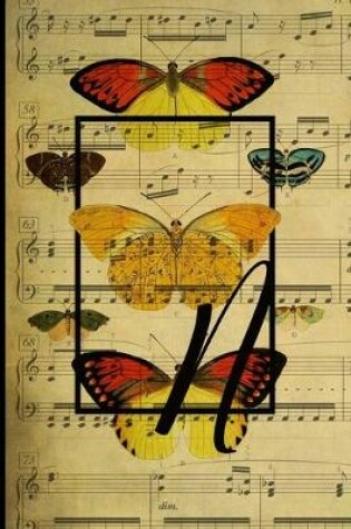 Cover of Letter "N" - Monogram Butterfly Music Journal - Blank Score Sheets