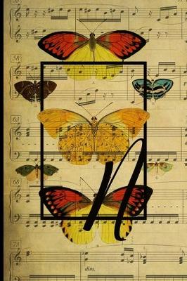 Book cover for Letter "N" - Monogram Butterfly Music Journal - Blank Score Sheets