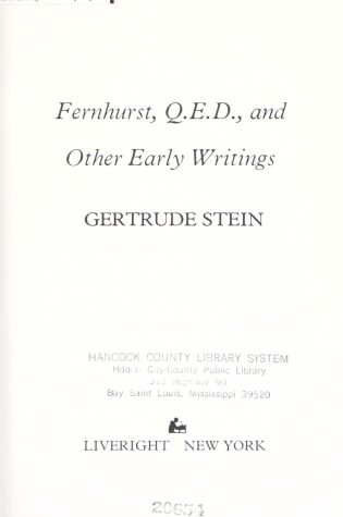 Cover of Fernhurst, Q.E.D., and Other Early Writings