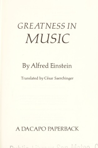 Cover of Greatness in Music