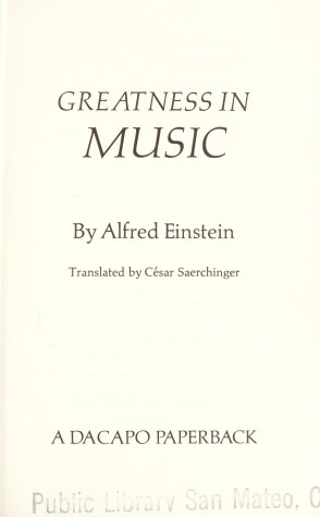 Book cover for Greatness in Music