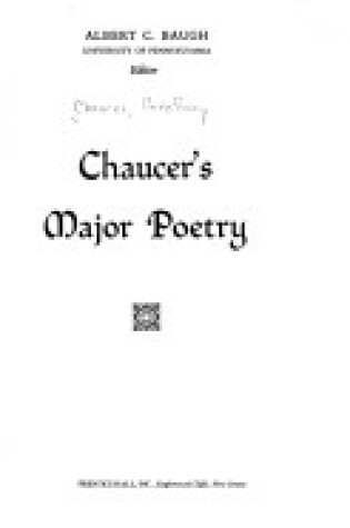 Cover of Chaucer's Major Poetry