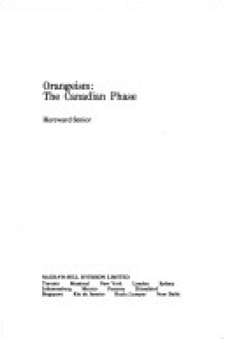 Cover of Orangeism: The Canadian Phase