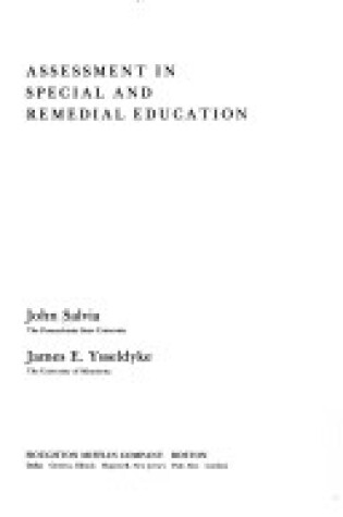 Cover of Assessment in Special and Remedial Education