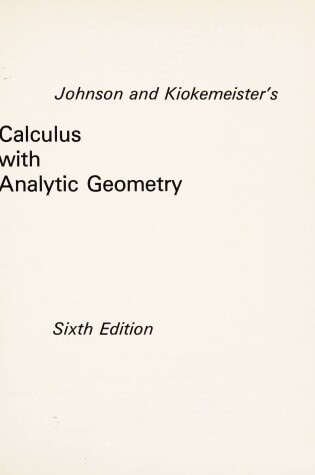 Cover of Calculus with Analytic Geometry