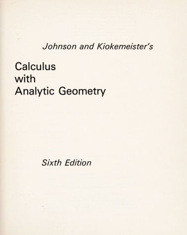 Cover of Calculus with Analytic Geometry
