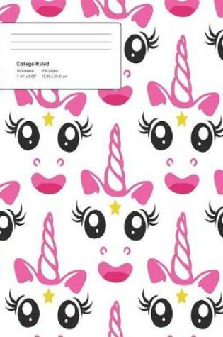 Cover of Unicorn Faces Pattern Composition College Ruled Book (7.44 x 9.69) 200 pages V9