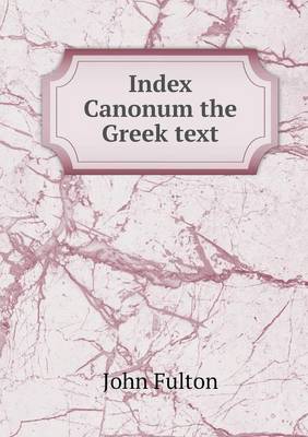 Book cover for Index Canonum the Greek text