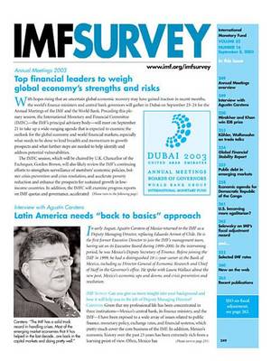 Book cover for IMF Survey No.16, 2003