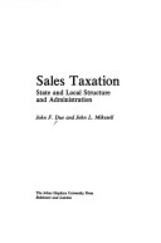 Cover of Sales Taxation