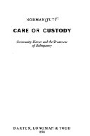 Cover of Care or Custody