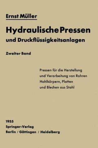 Cover of Hydraulische Pressen Und Druckflussigkeitsanlagen