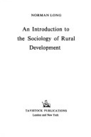 Cover of Introduction to the Sociology of Rural Development