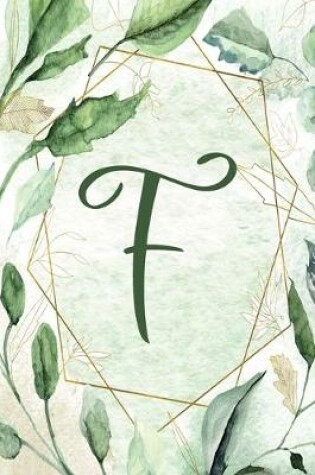 Cover of Notebook 6"x9" - Letter F - Green Gold Floral Design