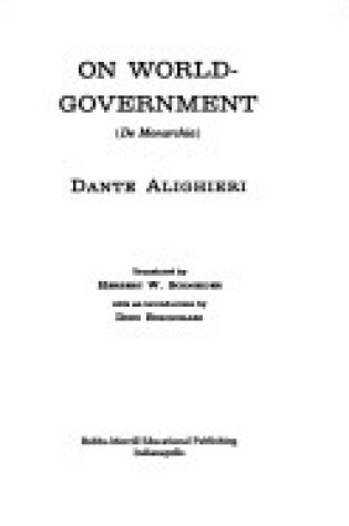 Cover of On World Government (de Monarchia)