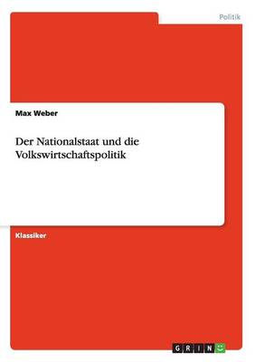 Book cover for Der Nationalstaat und die Volkswirtschaftspolitik
