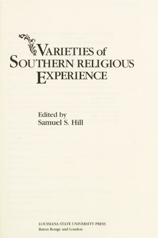 Cover of Varieties of Southern Religious Experience