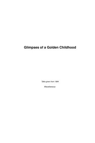 Cover of Glimpses of a Golden Childhood