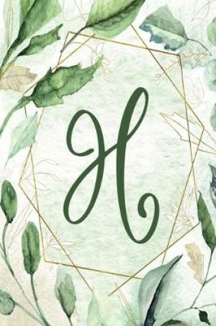 Cover of Notebook 6"x9" - Letter H - Green Gold Floral Design