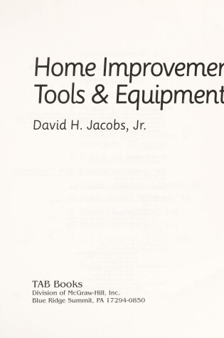 Cover of Home Improvement Tools and Equipment