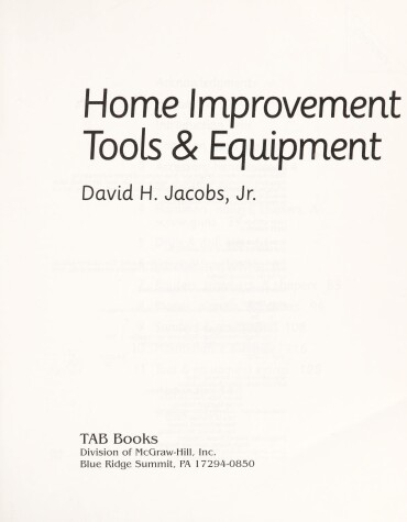 Book cover for Home Improvement Tools and Equipment