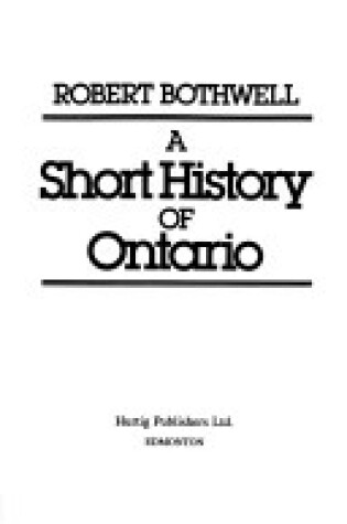 Cover of Short History of Ontario