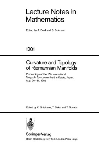 Book cover for Curvature and Topology of Riemannian Manifolds