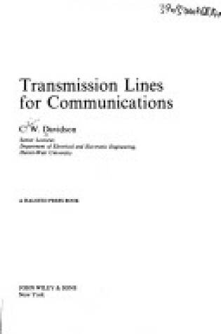 Cover of Davidson: *Transmission* Lines for Commu