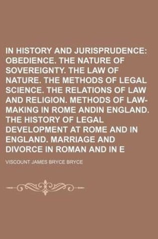 Cover of Studies in History and Jurisprudence Volume 2; Obedience. the Nature of Sovereignty. the Law of Nature. the Methods of Legal Science. the Relations of Law and Religion. Methods of Law-Making in Rome Andin England. the History of Legal Development at Rome