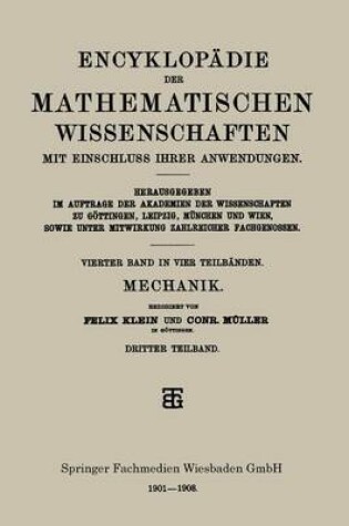 Cover of Encyklopädie der Mathematischen Wissenschaften mit Einschluss ihrer Anwendungen