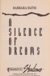 Book cover for A Silence of Dreams