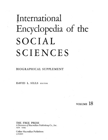 Book cover for International Encyclopedia of the Social Sciences