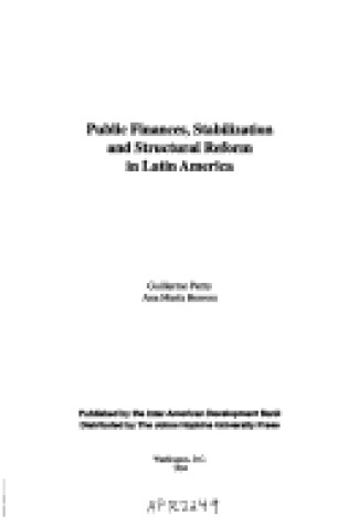 Cover of Public Finances, Stabilization and Structural Reform in Latin America