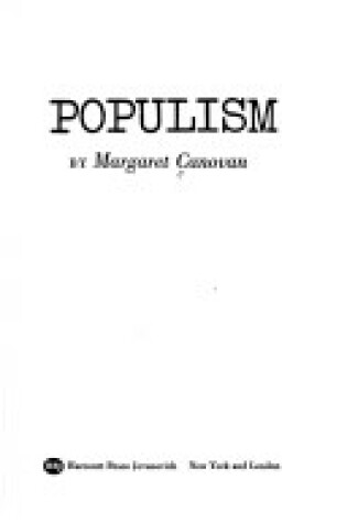 Cover of Populism