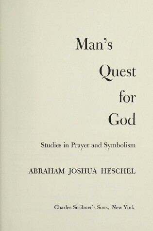 Cover of Man's Quest for God : Studies in Prayer and Symbolism