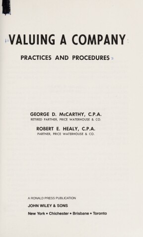 Cover of Mccarthy Valuing Company Practices and Procedure S