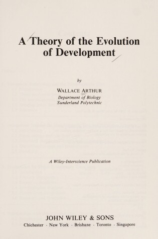 Cover of A Theory of the Evolution of Development