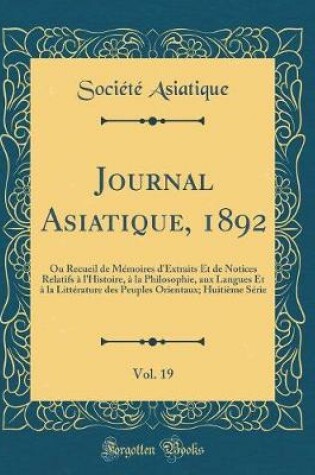 Cover of Journal Asiatique, 1892, Vol. 19