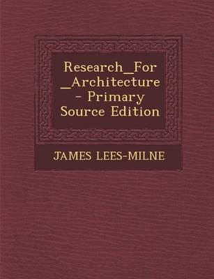 Book cover for Research_for_architecture - Primary Source Edition