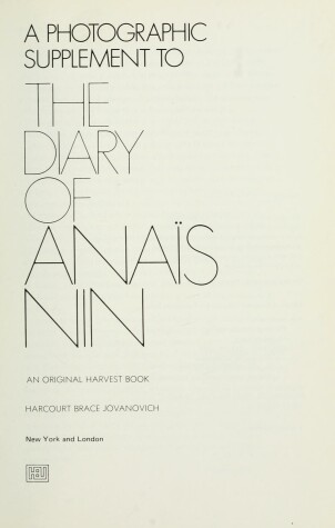 Book cover for Photographic Supplement to "the Diary of Anais Nin"